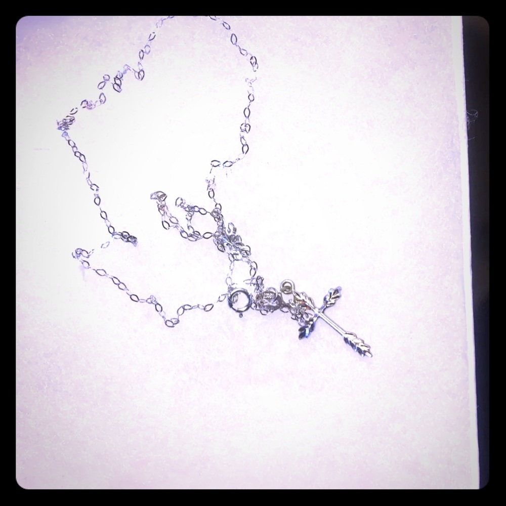 Italian 10K white gold necklace with 925 pendant